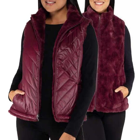 Nicole Miller Jackets & Blazers - New Nicole Miller Women's Reversible Faux Fur Insulated Quilted Puffer Vest